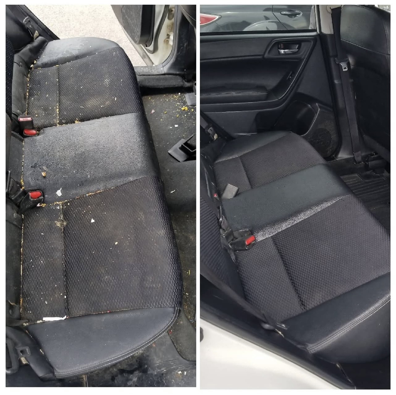 Rear seats before and after detail